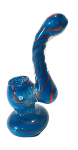 5.5" Blue Mini-Bubbler with Red Stripes