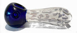 5" Blue and Clear Chunky Spoon Hand Pipe with Pink Designs