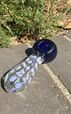5" Blue and Clear Chunky Spoon Hand Pipe with Pink Designs