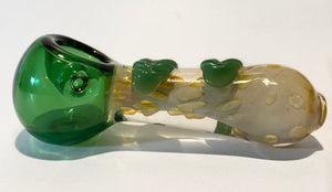 5" Green Chunky Hand Pipe with Leaf Design