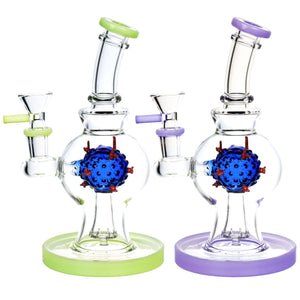 Coronavirus Covid-19 Perc Glass Water Pipe 7.5" 14mm F - Assorted Colors